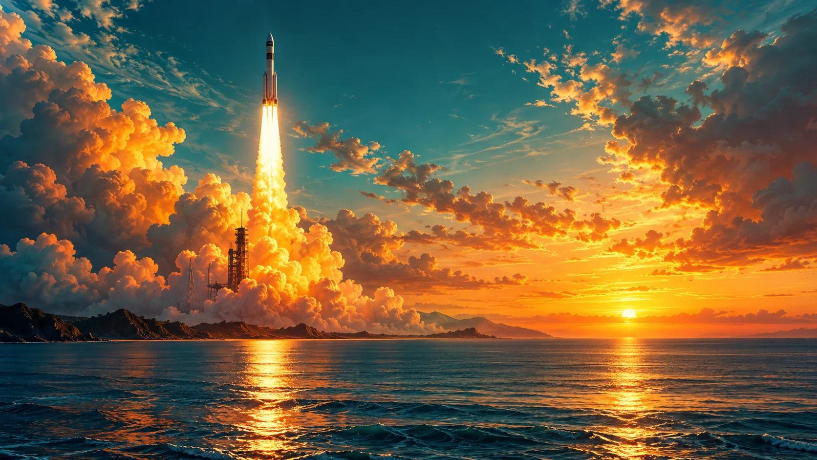 AI wallpaper inspired by a rocket launch